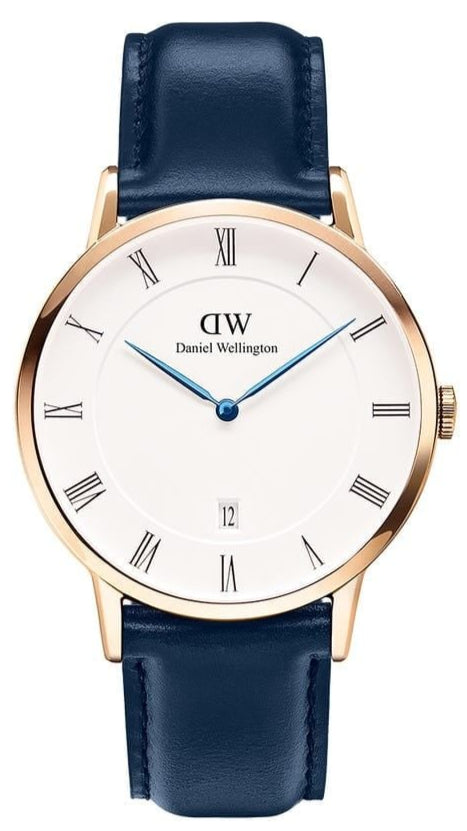  Shop Authentic Daniel Wellington Dapper Somerset White Dial Blue Leather Strap Watch For Men - DW00100193 - Luxxuri