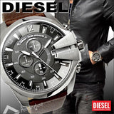  Shop Authentic Diesel Mega Chief Black & Silver Round Dial Brown Leather Strap Watch For Men - DZ4290 - Luxxuri