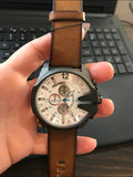  Shop Authentic Diesel Mega Chief White Dial Brown Leather Strap Watch For Men - DZ4280 - Luxxuri