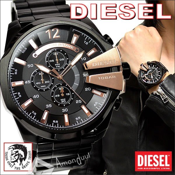  Shop Authentic Diesel Mega Chief Black Dial Black Steel Strap Watch For Men - DZ4309 - Luxxuri