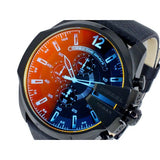  Shop Authentic Diesel Mega Chief Black Dial Black Leather Strap Watch For Men - DZ4323 - Luxxuri