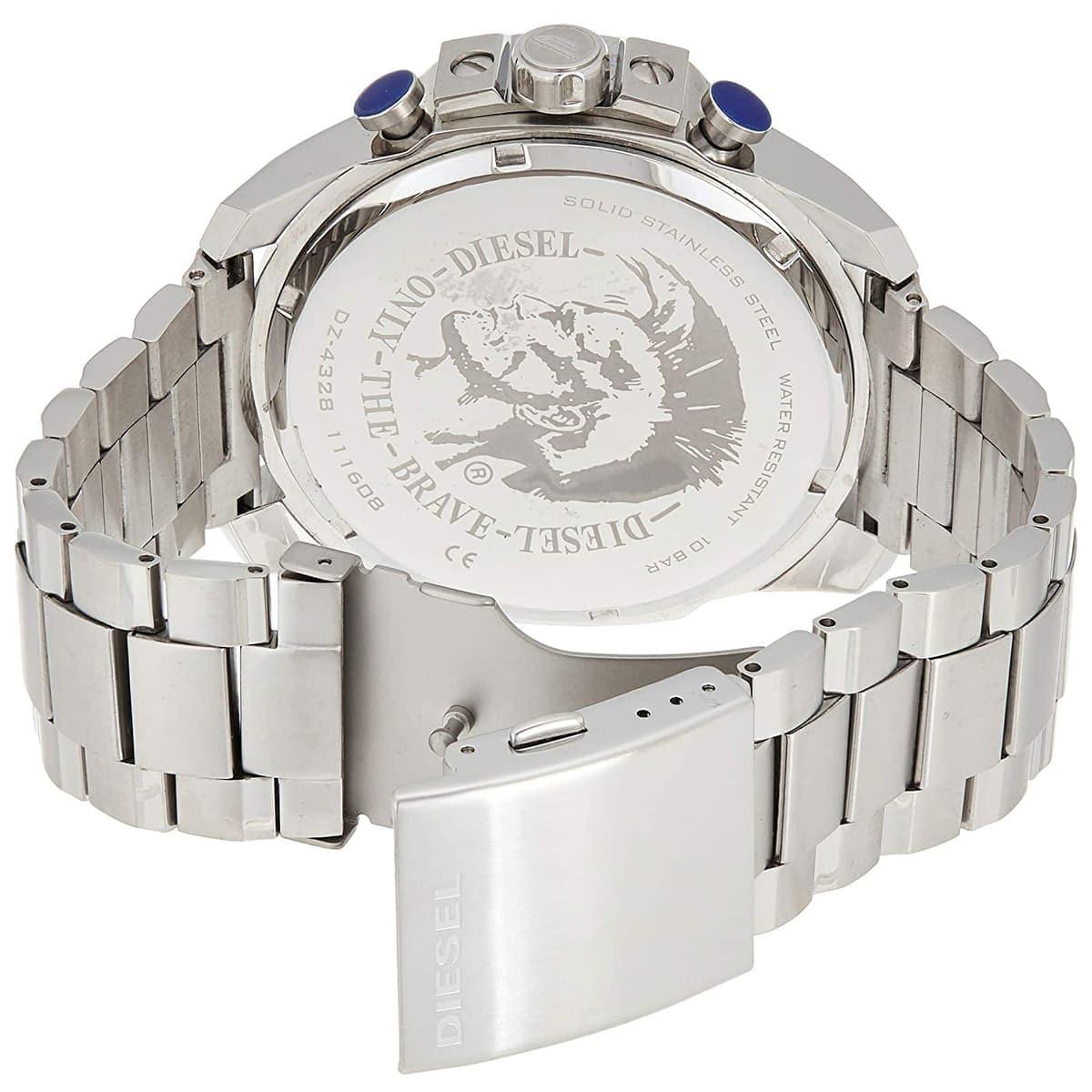  Shop Authentic Diesel Mega Chief Quartz Chronograph White Dial Steel Strap Watch For Men - DZ4328 - Luxxuri