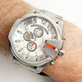  Shop Authentic Diesel Mega Chief Quartz Chronograph White Dial Steel Strap Watch For Men - DZ4328 - Luxxuri
