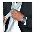Diesel Mega Chief Chronograph Blue Dial Black Steel Strap Watch For Men - DZ4329