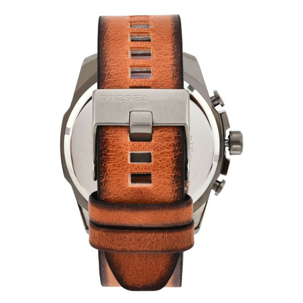  Shop Authentic Diesel Mega Chief Quartz Chronograph Brown Leather Strap Watch For Men - DZ4343 - Luxxuri