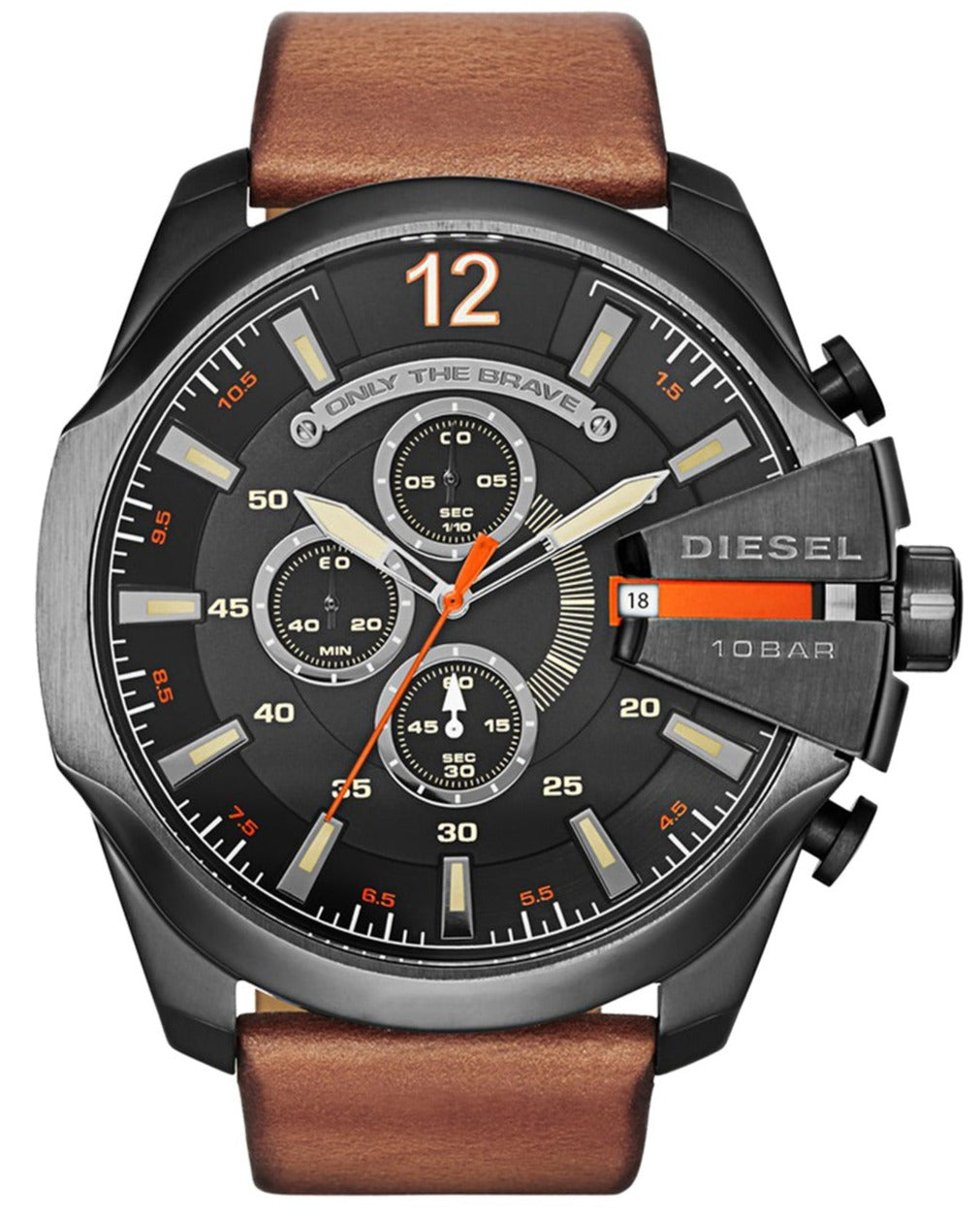  Shop Authentic Diesel Mega Chief Quartz Chronograph Brown Leather Strap Watch For Men - DZ4343 - Luxxuri