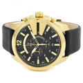  Shop Authentic Diesel Mega Chief Gold & Black Dial Black Leather Strap Watch For Men - DZ4344 - Luxxuri