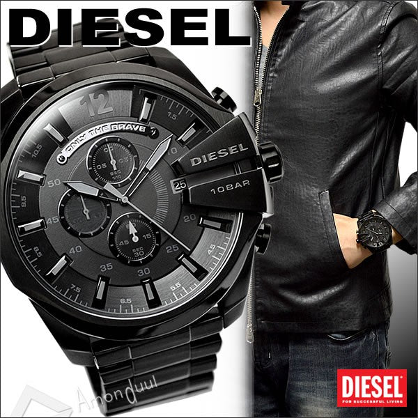  Shop Authentic Diesel Mega Chief Chronograph Black Dial Black Stainless Steel Watch For Men - DZ4355 - Luxxuri