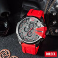  Shop Authentic Diesel Mega Chief Chronograph Black Dial Red Silicone Strap Watch For Men - DZ4427 - Luxxuri