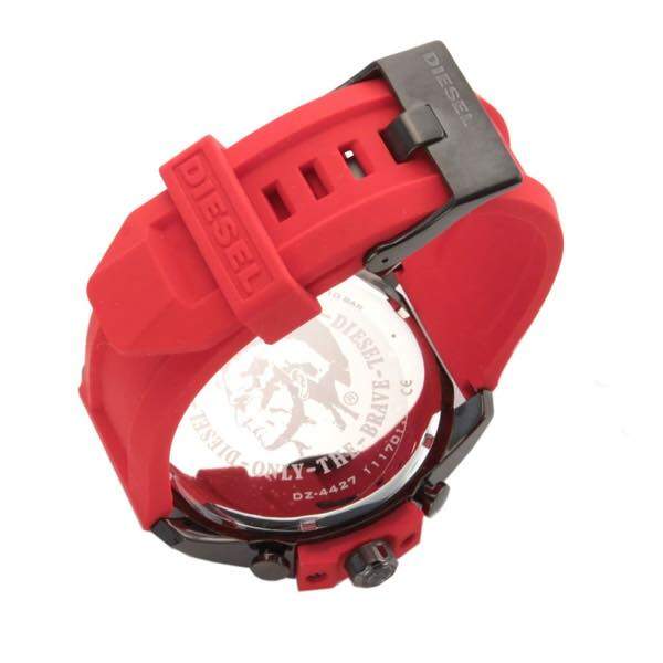  Shop Authentic Diesel Mega Chief Chronograph Black Dial Red Silicone Strap Watch For Men - DZ4427 - Luxxuri