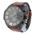  Shop Authentic Diesel Mega Chief Grey Dial Brown Leather Strap Watch For Men - DZ4463 - Luxxuri