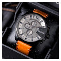  Shop Authentic Diesel Mega Chief Grey Dial Brown Leather Strap Watch For Men - DZ4463 - Luxxuri