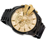  Shop Authentic Diesel Mega Chief Chronograph Gold Dial Black Steel Strap Watch For Men - DZ4485 - Luxxuri