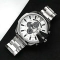  Shop Authentic Diesel Mega Chief Chronograph Silver Dial Silver Steel Strap Watch For Men - DZ4501 - Luxxuri