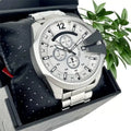  Shop Authentic Diesel Mega Chief Chronograph Silver Dial Silver Steel Strap Watch For Men - DZ4501 - Luxxuri