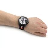 Shop Authentic Diesel Mega Chief Chronograph Silver Dial Black Leather Strap Watch For Men - DZ4512 - Luxxuri
