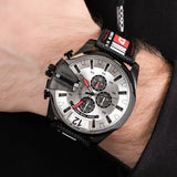  Shop Authentic Diesel Mega Chief Chronograph Silver Dial Black Leather Strap Watch For Men - DZ4512 - Luxxuri