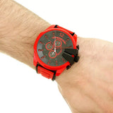  Shop Authentic Diesel Mega Chief Chronograph Black Dial Red Rubber Strap Watch For Men - DZ4526 - Luxxuri