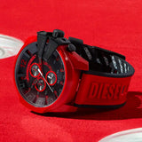  Shop Authentic Diesel Mega Chief Chronograph Black Dial Red Rubber Strap Watch For Men - DZ4526 - Luxxuri