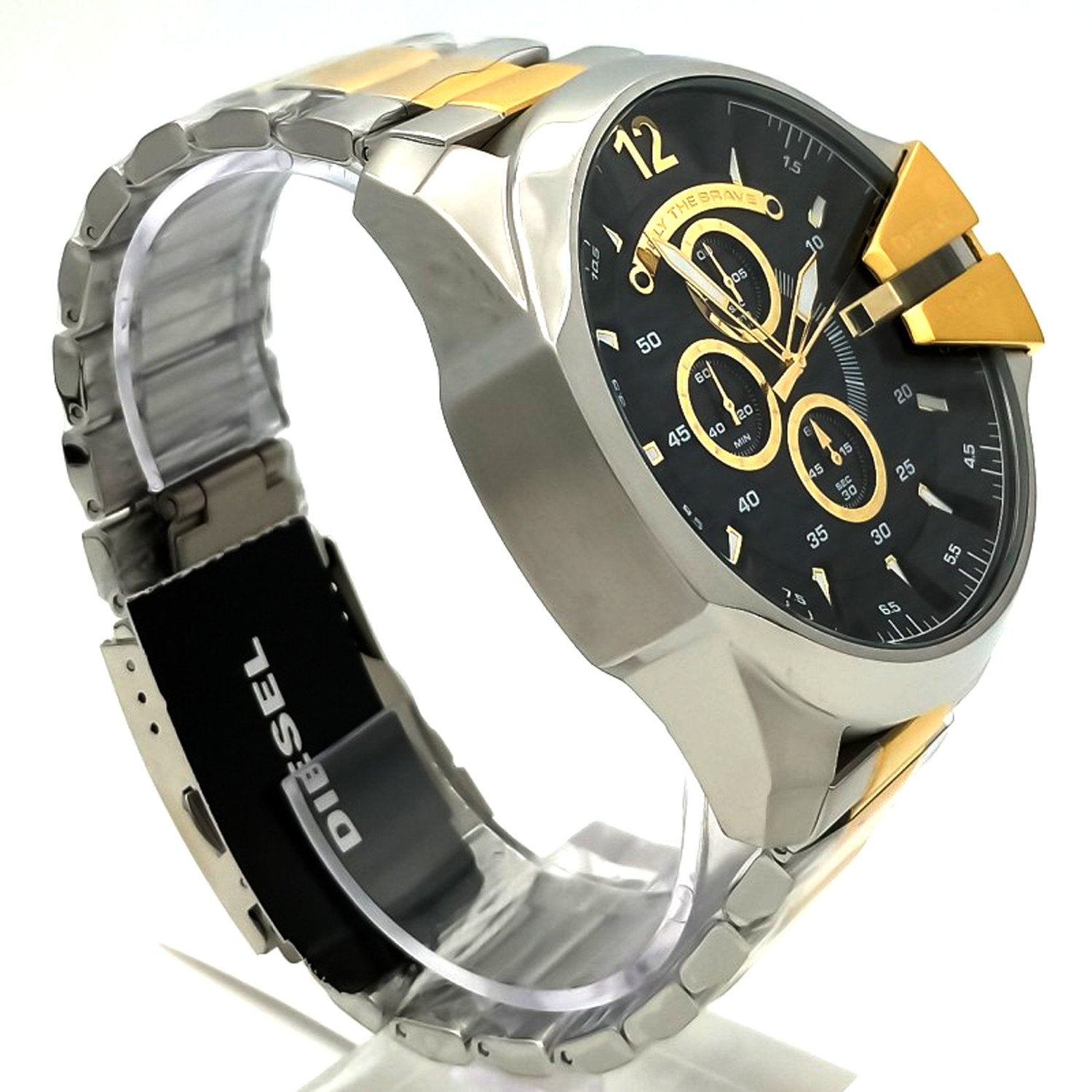  Shop Authentic Diesel Mega Chief Chronograph Black Dial Two Tone Steel Strap Watch For Men - DZ4581 - Luxxuri