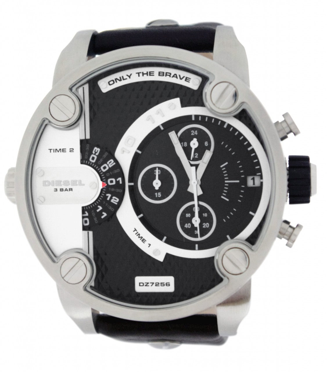  Shop Authentic Diesel Little Daddy Black Dial Black Leather Strap Watch For Men - DZ7256 - Luxxuri