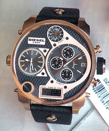  Shop Authentic Diesel Big Daddy Gold & Black Dial Black Leather Strap Watch For Men - DZ7261 - Luxxuri