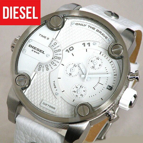  Shop Authentic Diesel Badass Chronograph White Dial White Leather Strap Watch For Men - DZ7265 - Luxxuri