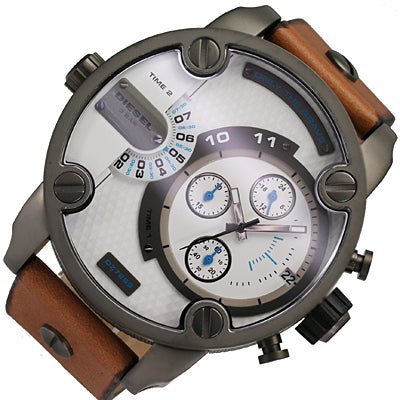  Shop Authentic Diesel SBA Dual Time Chronograph White Dial Brown Leather Strap Watch For Men - DZ7269 - Luxxuri