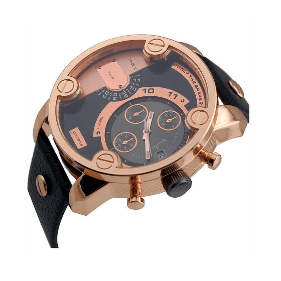  Shop Authentic Diesel Little Daddy Black & Gold Dial Black Leather StrapWatch For Men - DZ7282 - Luxxuri