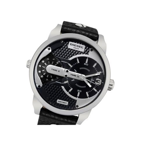  Shop Authentic Diesel Mini Daddy Black Silver Dial Black Leather Strap Watch For Men - DZ7307 - Luxxuri