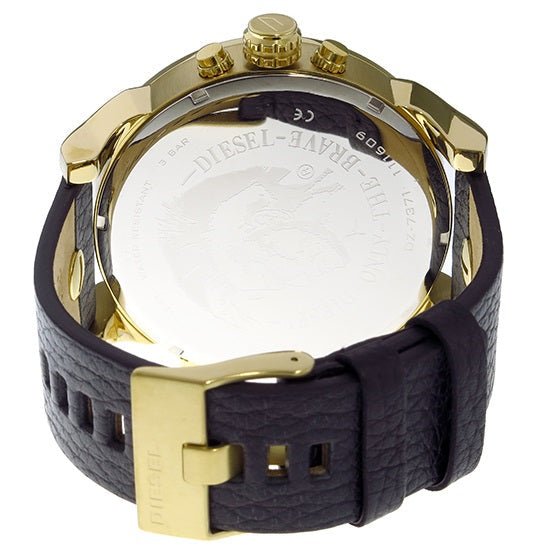  Shop Authentic Diesel Mr Daddy Black & Gold Dial Black Leather Strap Watch For Men - DZ7371 - Luxxuri