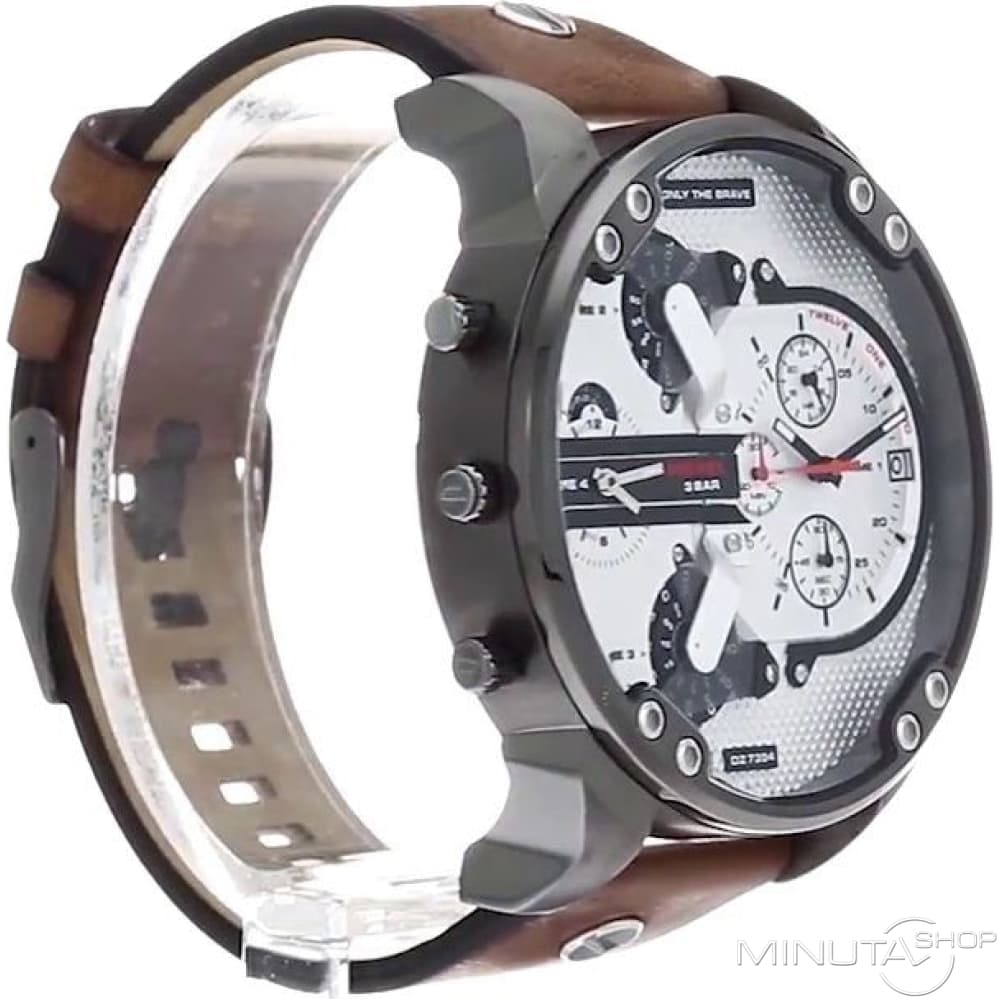  Shop Authentic Diesel Mr. Daddy 2.0 Chronograph Silver Dial Brown Leather Strap Watch For Men - DZ7394 - Luxxuri