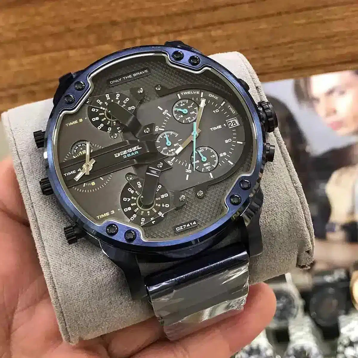  Shop Authentic Diesel Daddy 2.0 Chronograph Quartz Grey Dial Blue Steel Strap Watch For Men - DZ7414 - Luxxuri