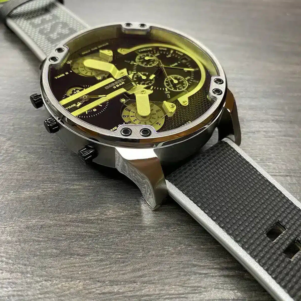  Shop Authentic Diesel Mr. Daddy 2.0 Chronograph Black Dial Grey Nylon Strap Watch For Men - DZ7429 - Luxxuri