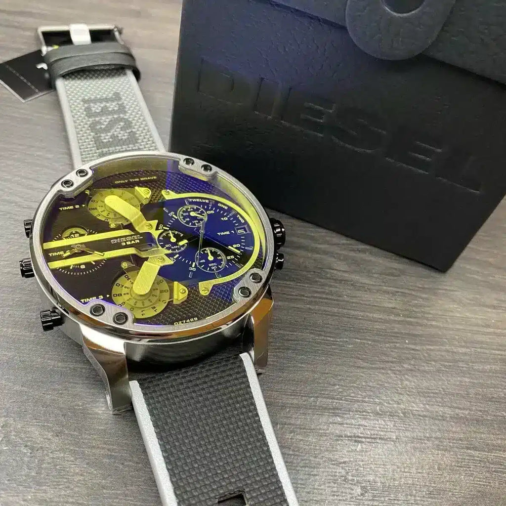  Shop Authentic Diesel Mr. Daddy 2.0 Chronograph Black Dial Grey Nylon Strap Watch For Men - DZ7429 - Luxxuri