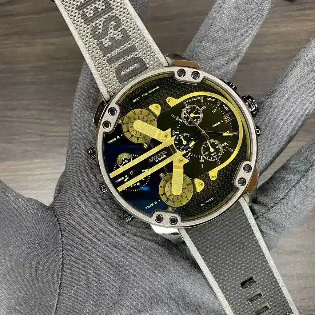  Shop Authentic Diesel Mr. Daddy 2.0 Chronograph Black Dial Grey Nylon Strap Watch For Men - DZ7429 - Luxxuri
