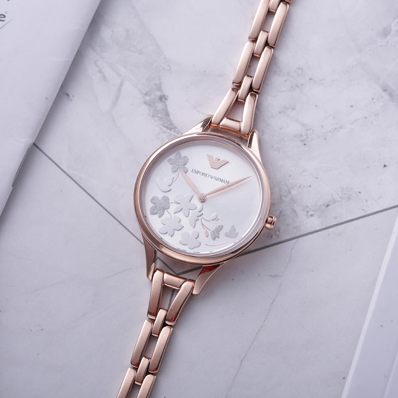  Shop Authentic Emporio Armani Aurora Quartz Silver Dial Gold Steel Strap Watch For Women - AR11108 - Luxxuri