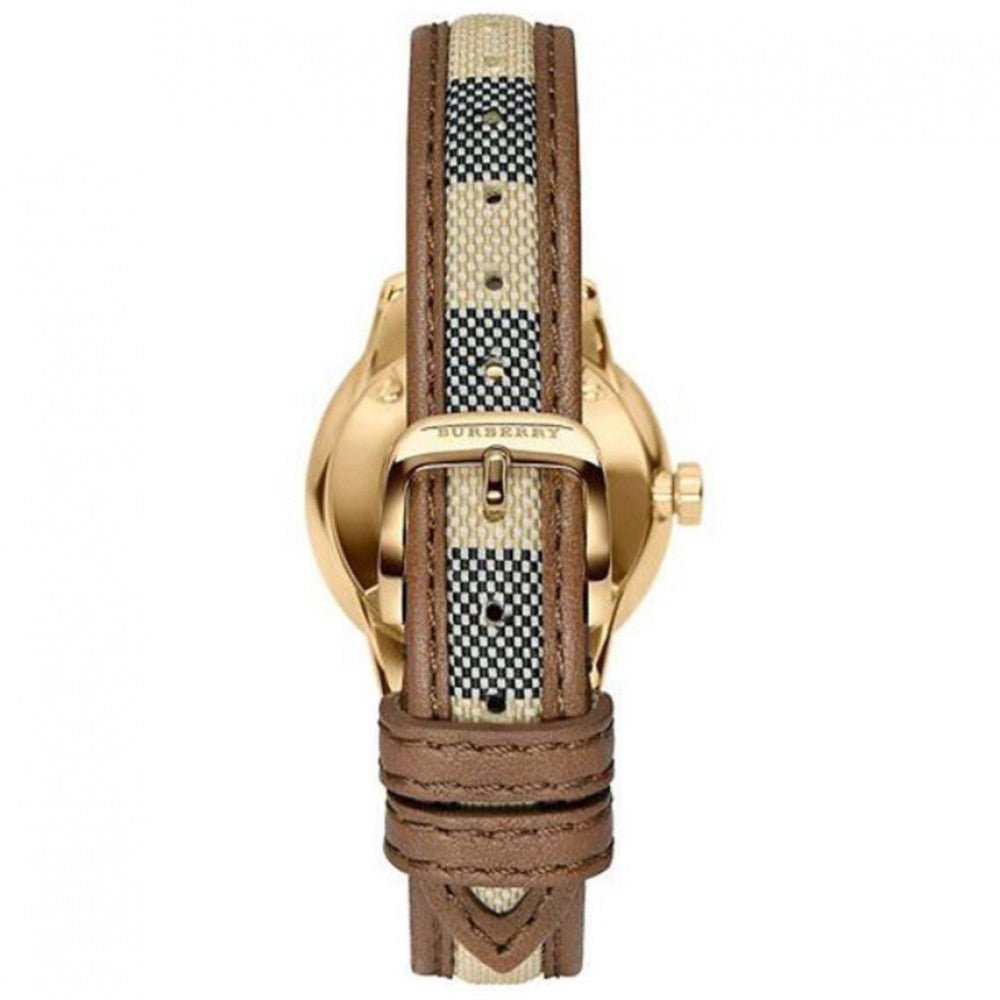  Shop Authentic Burberry The Classic Gold Dial Brown Leather Strap Watch for Women - BU10114 - Luxxuri