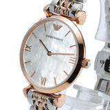  Shop Authentic Emporio Armani T Bar Gianni Classic Mother Of Pearl Dial Two Tone Steel Strap Watch For Women - AR1683 - Luxxuri