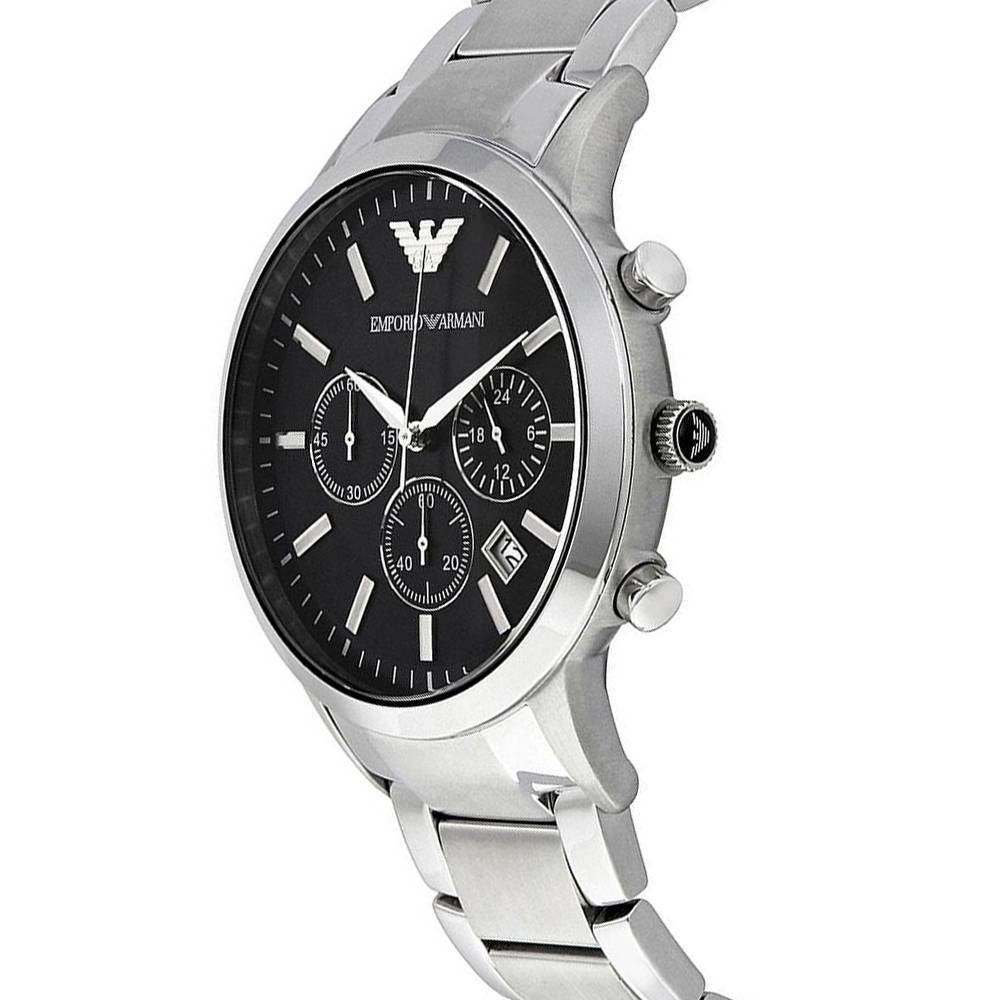  Shop Authentic Emporio Armani Classic Chronograph Black Dial Silver Steel Strap Watch For Men - AR2434 - Luxxuri