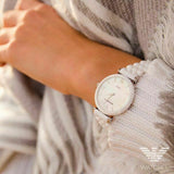  Shop Authentic Emporio Armani Ceramica Mother of Pearl Dial White Ceramic Strap Watch For Women - AR1486 - Luxxuri