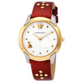  Shop Authentic Versace Audrey Quartz Silver Dial Red Leather Strap Watch for Women - VELR00219 - Luxxuri