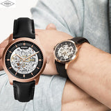  Shop Authentic Fossil Townsman Automatic Skeleton Black Dial Black Leather Strap Watch for Men - ME3084 - Luxxuri