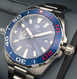  Shop Authentic Tag Heuer Aquaracer Henrik Lundqvist Special Edition Blue Dial Silver Steel Strap Watch for Men - WAY101J.BA0746 - Luxxuri