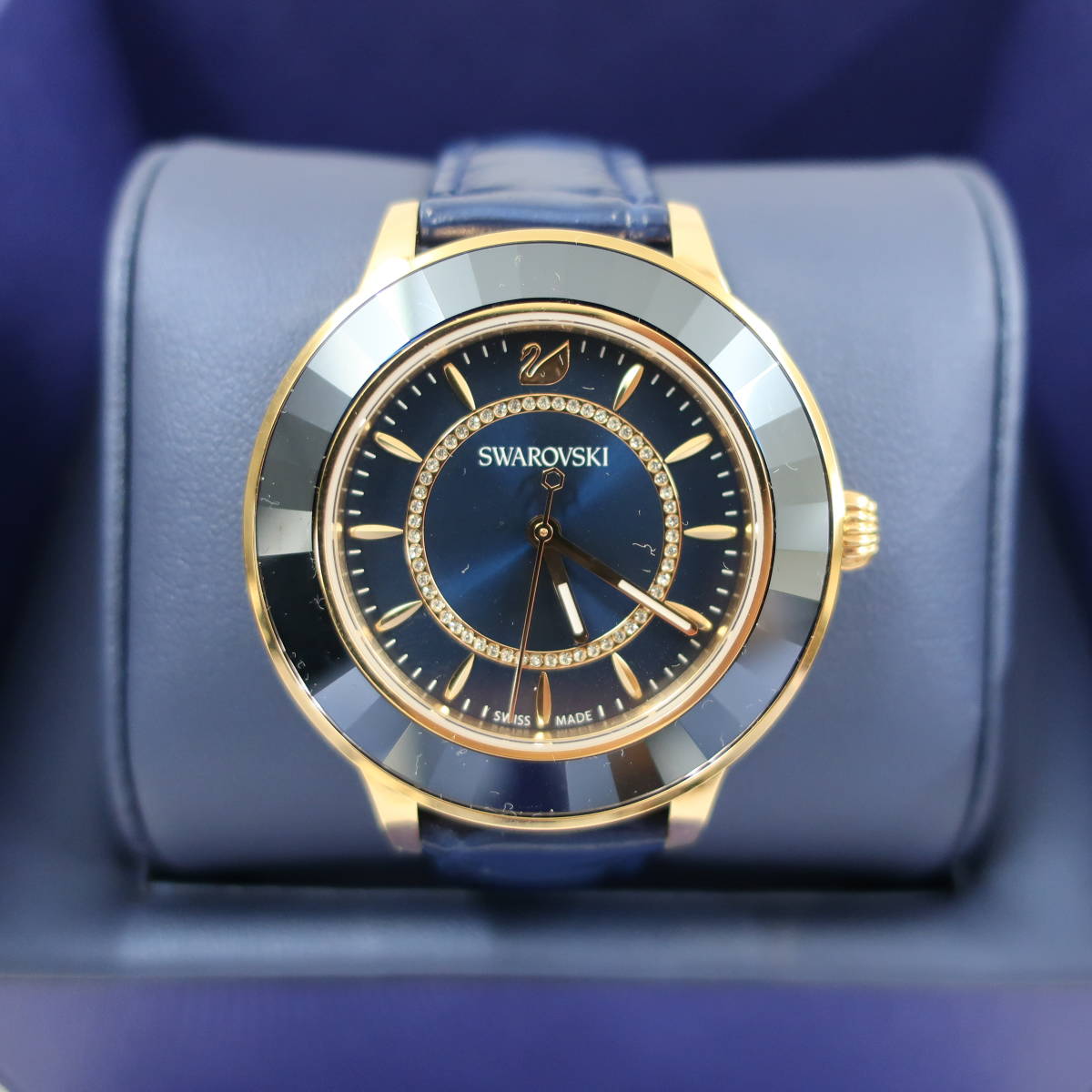  Shop Authentic Swarovski Octea Lux Blue Dial Blue Leather Strap Watch for Women - 5414413 - Luxxuri
