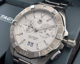  Shop Authentic Tag Heuer Aquaracer Chronograph White Dial Silver Steel Strap Watch for Men - WAY111Y.BA0928 - Luxxuri