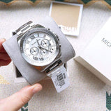  Shop Authentic Michael Kors Brecken Chronograph Silver Dial Silver Steel Strap Watch For Women - MK8562 - Luxxuri