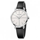  Shop Authentic Calvin Klein Evan White Dial Black Leather Strap Watch for Women - K7B231CY - Luxxuri