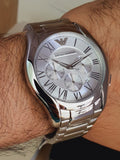  Shop Authentic Emporio Armani Valente Chronograph Silver Dial Silver Steel Strap Watch For Men - AR11081 - Luxxuri