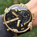  Shop Authentic Diesel Mr Daddy Black & Gold Dial Black Leather Strap Watch For Men - DZ7371 - Luxxuri